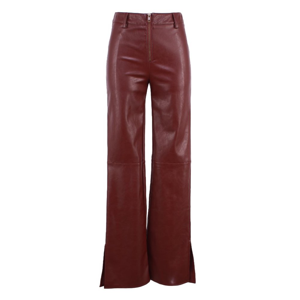 I.AM.GIA BNWT Romy Brown Burgundy Plum Leather Pant M 6 8